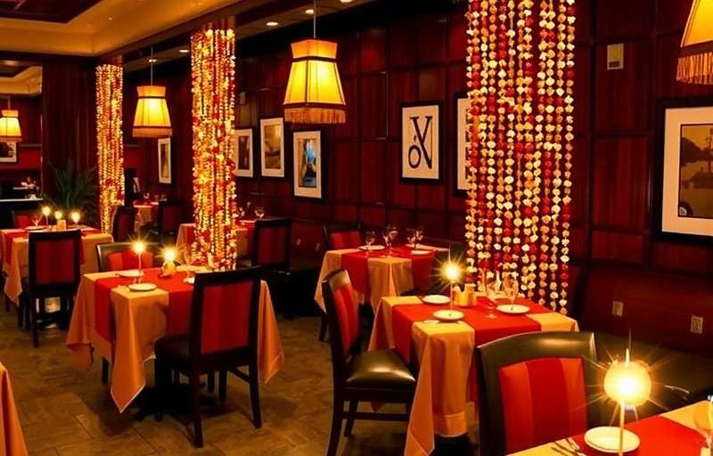 Ginger Glide Indian Spice Diwali celebration with decorated restaurant, diyas, and special event interface